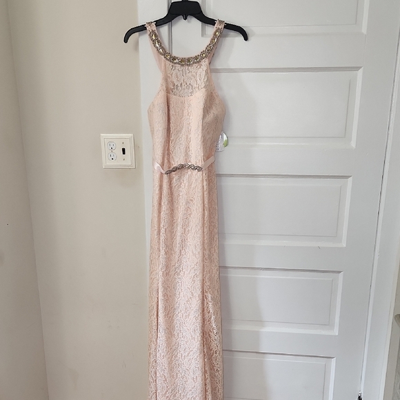 Sequin Hearts Light Pink Lace Maxi Dress - Picture 1 of 8